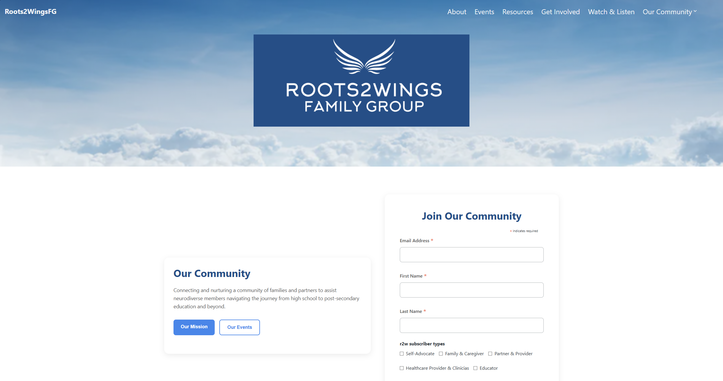 Roots2Wings Website